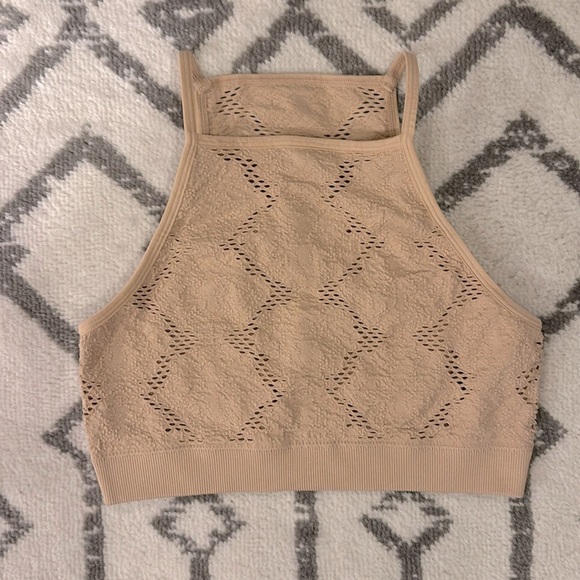 Aerie Seamless Crochet Top Sz XS Tan/Beige Color - Picture 3 of 5